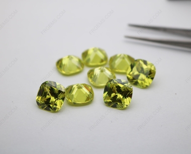 Loose CZ Cubic Zirconia Apple Green Cushion Shape Faceted Cut 12x12mm stones CZ42 IMG_4809