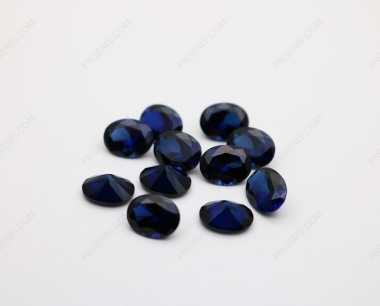 Loose Synthetic Lab Created Corundum Blue Sapphire 34# Oval Shape Faceted Cut 7x9mm stones IMG_0931