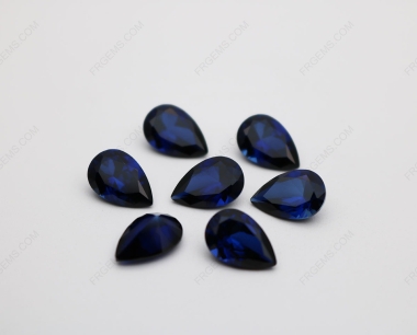 Synthetic Corundum Blue Sapphire 34# Pear Shape Faceted Cut 7x10mm stones IMG_0929