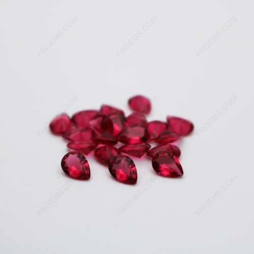 Synthetic Lab Created Corundum Ruby Red 5# Pear Shape Faceted Cut 7x5mm gemstones
