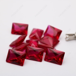 Loose Synthetic Corundum Ruby Red 5# Rectangle Shape Princess Cut 10x14mm gemstones
