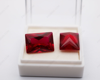 Loose Synthetic Corundum Ruby Red 5# Rectangle Shape Princess Cut 15x20mm stones