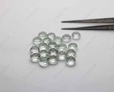 Loose Natural Prasiolite Round shape double checkerboard faceted 8mm gemstones