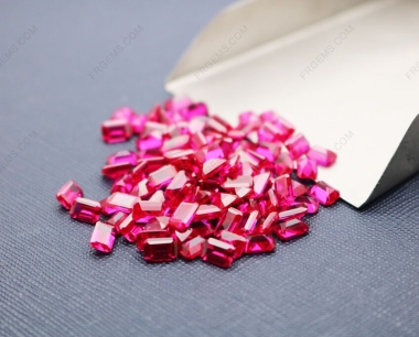 Loose Synthetic Corundum Ruby Red 5# Octagon shape Emerald cut 4x6mm gemstones