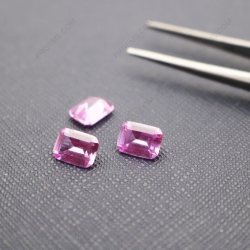 Loose Synthetic Lab Pink Sapphire Corundum 2# Octagon Shape Emerald Cut 8x6mm gemstones IMG_5069