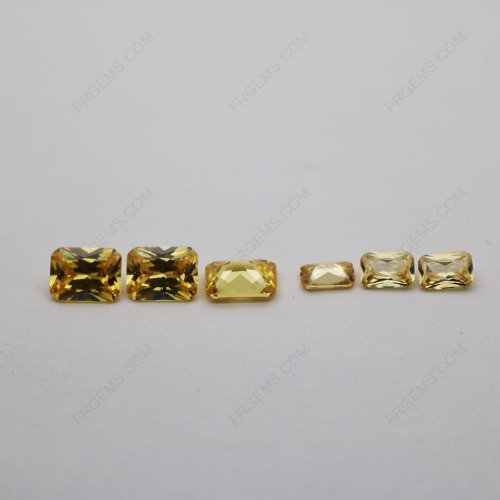 Cubic zirconia golden yellow light color shade radiant cut 8x6mm and 6x4mm gemstones IMG_5353