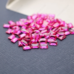 Rectangle shape princess faceted cut birthstone loose Synthetic Corundum Ruby Red color 5# gemstones