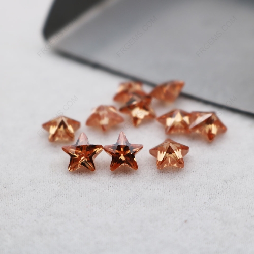Cubic Zirconia Champagne Color Dark shade Five point Star Cut Star Cut 6x6mm gemstones