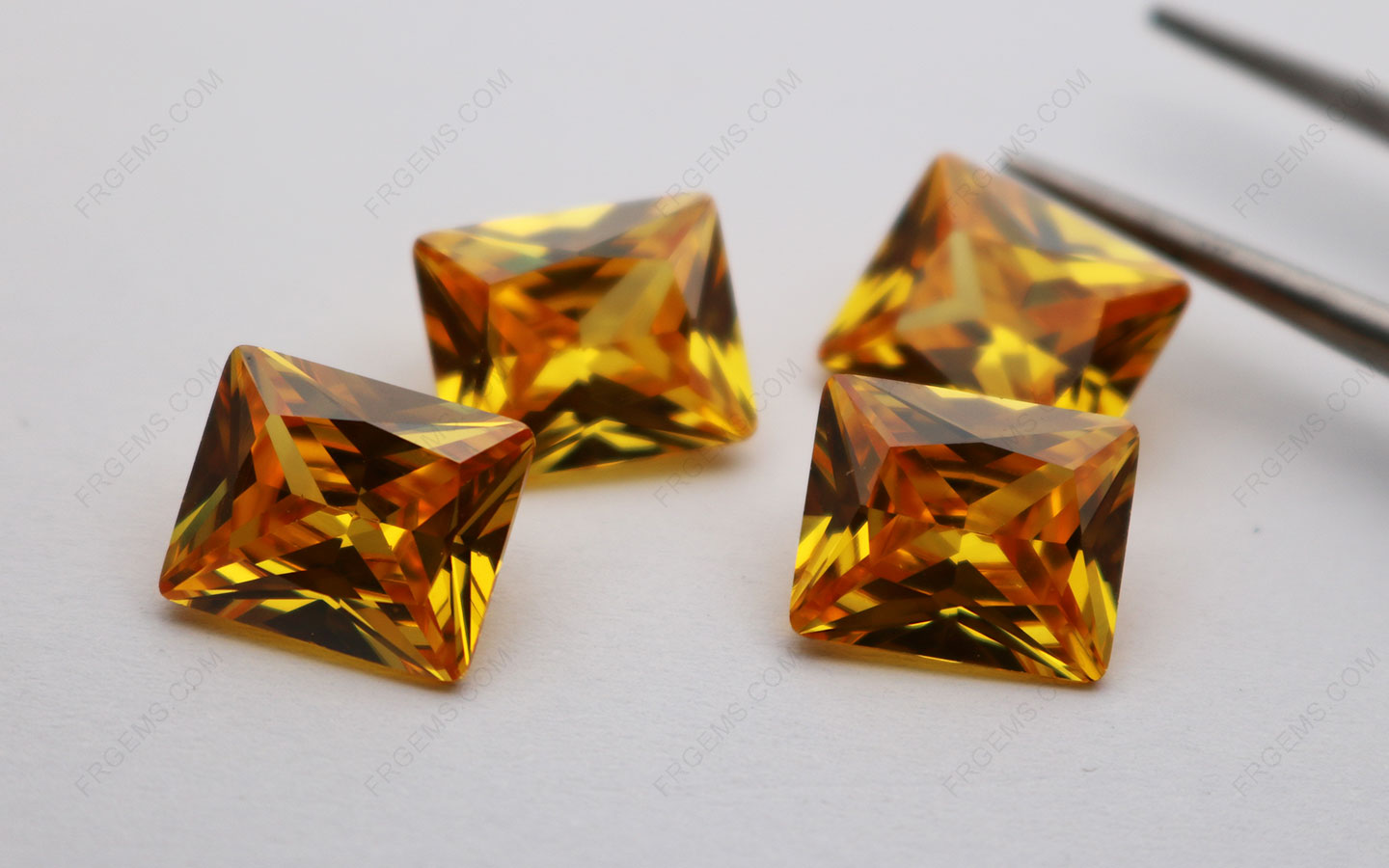 Cubic Zirconia Golden Yellow Rectangle Princess Cut 9x11mm stones CZ05 IMG_4731
