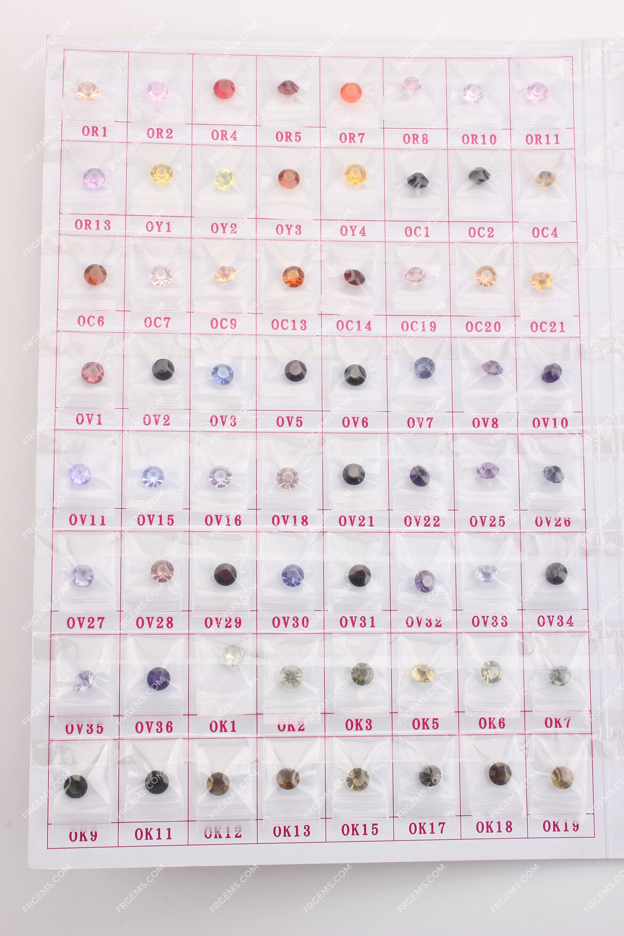 HARDEN GLASS GEMSTONES COLOR CHART-Loose Gemstones Suppliers-FU RONG GEMS  China