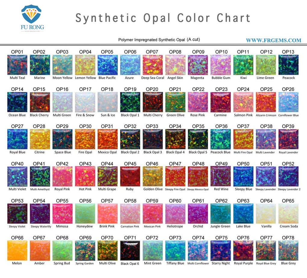 Synthetic Opal Color Chart