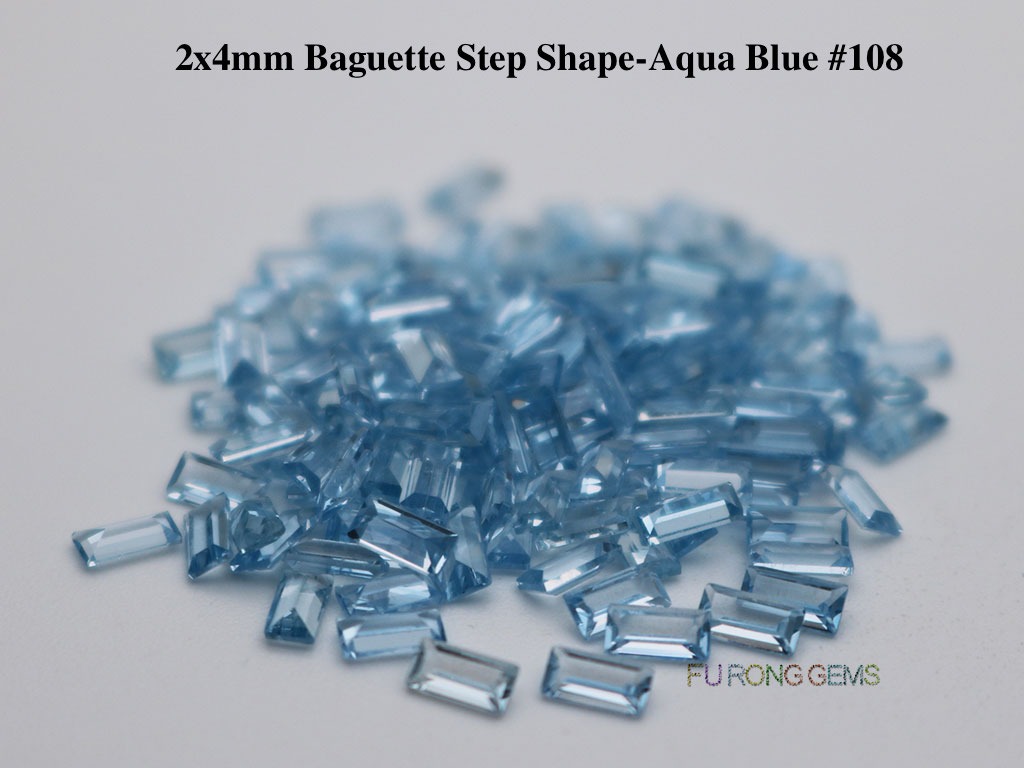 Created-synthetic-Aqua-blue-Spinel-108-Baguette-shape-2x4mm-gemstones
