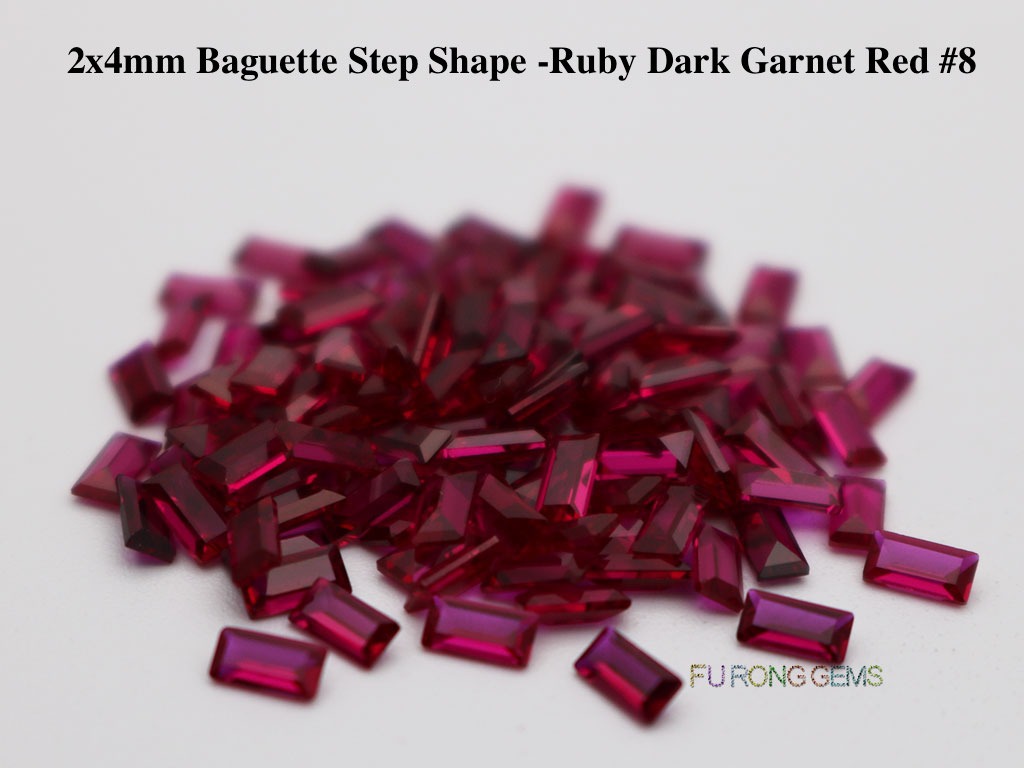 Created-synthetic-Ruby-Garnet-Red-8-Baguette-shape-2x4mm-gemstones-for-sale