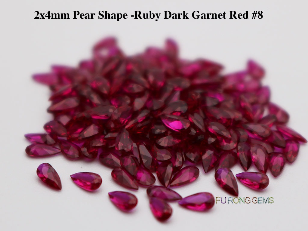 Created-synthetic-Ruby-Garnet-Red-8-Pear-shape-2x4mm-gemstones-wholesale