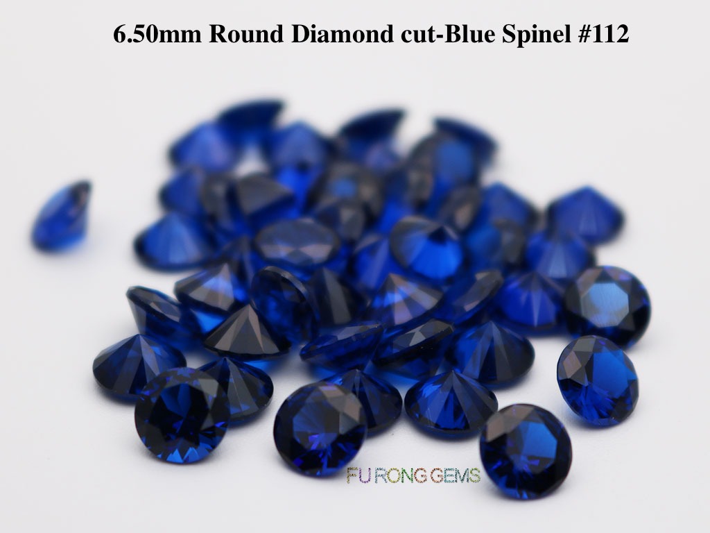 Lab-created-Blue-spinel-112-Round-Diamond-cut-6.5mm-Gemstones-for-sale