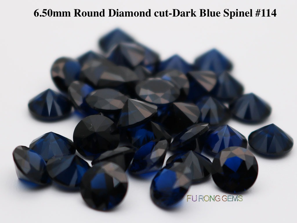 Lab-created-Dark-Blue-Spinel-114-Round-6.5mm-Gemstones-wholesale
