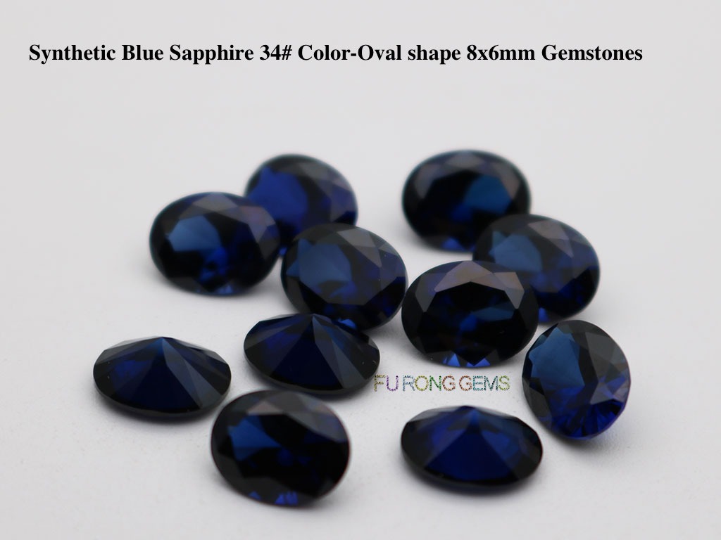 Synthetic-Sapphire-Blue-Corundum-34-Oval-shape-faceted-cut-8x6mm-Gemstones-Wholesale