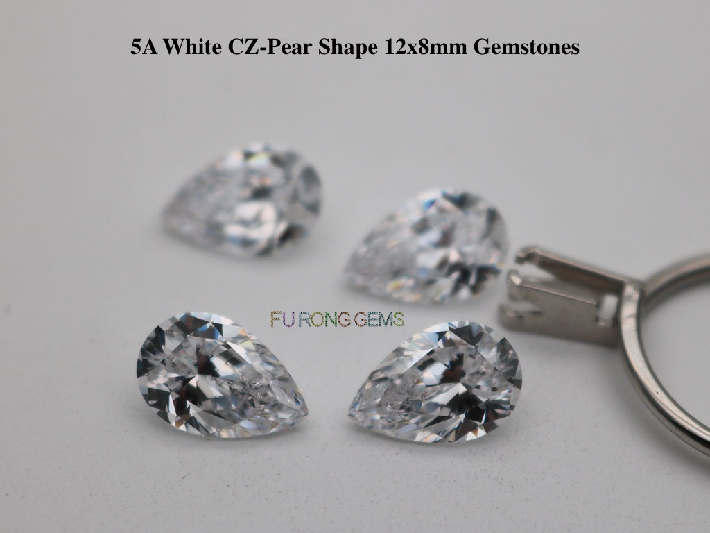 AAAAA-Best-quality-White-CZ-Pear-Shape-12x8mm-Gemstones-Suppliers