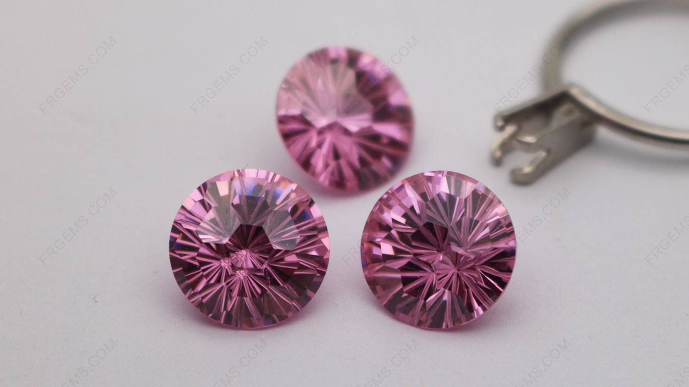 Cubic Zirconia Pink Color Round Firework Cut 10mm stones CZ03 IMG_3231