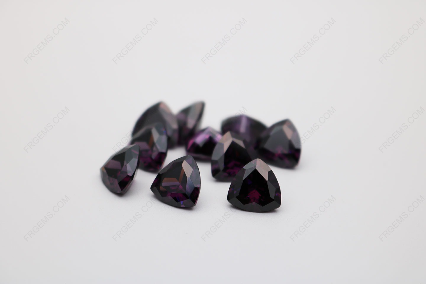 Cubic Zirconia Amethyst Color Dark Shade Trillion Shape Faceted cut 12x12mm stones CZ11 IMG_0402