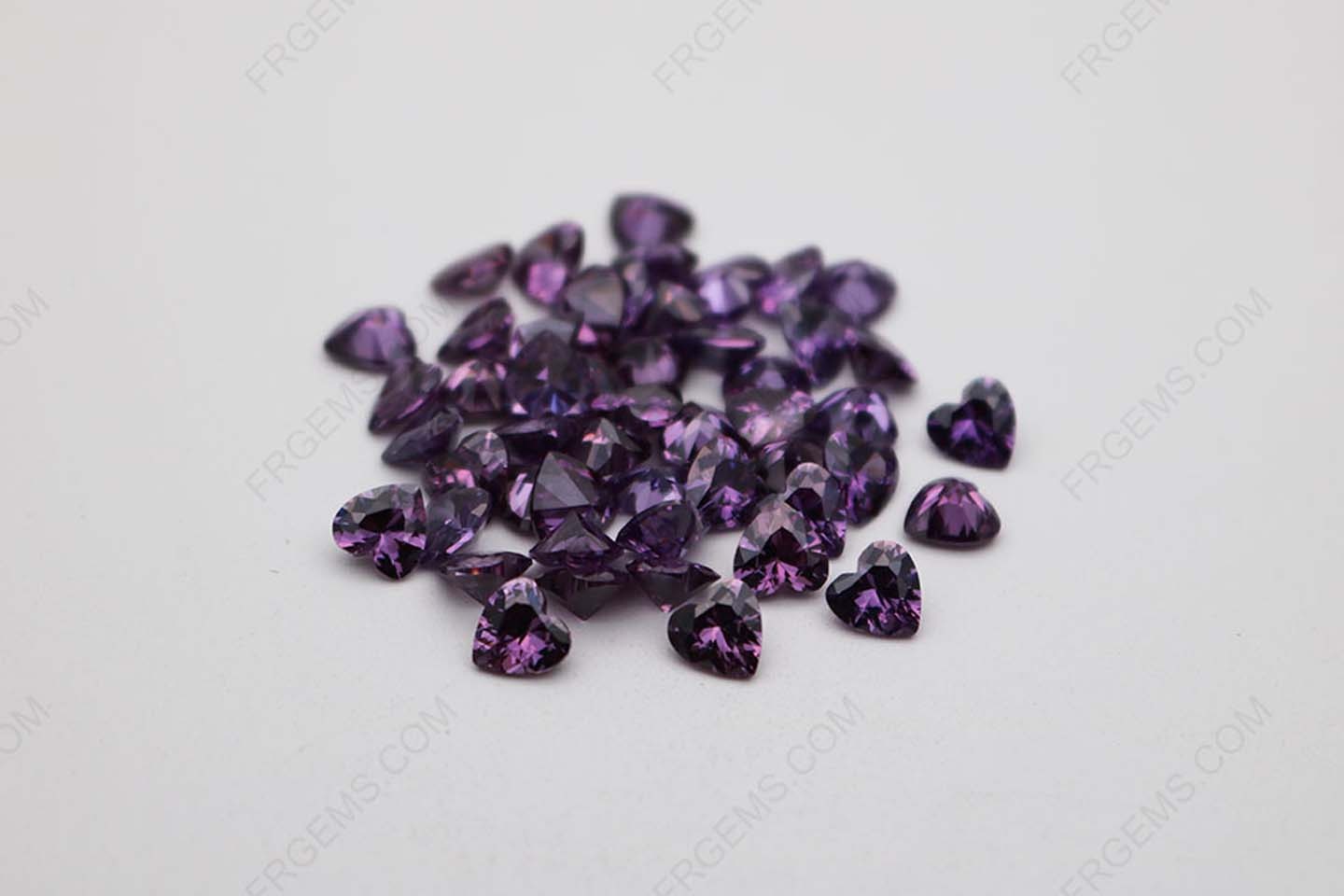 Cubic Zirconia Amethyst Color Heart Shape faceted cut 7x7mm stones CZ10 IMG_1321
