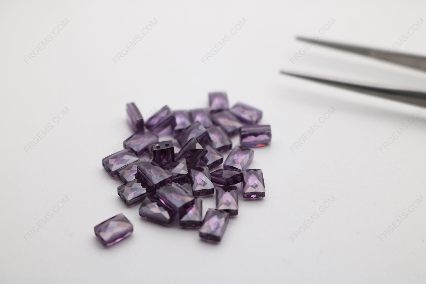 Cubic Zirconia Amethyst Color Rectangle Double checkerboard faceted cut 9x6mm stones CZ10 IMG_2779