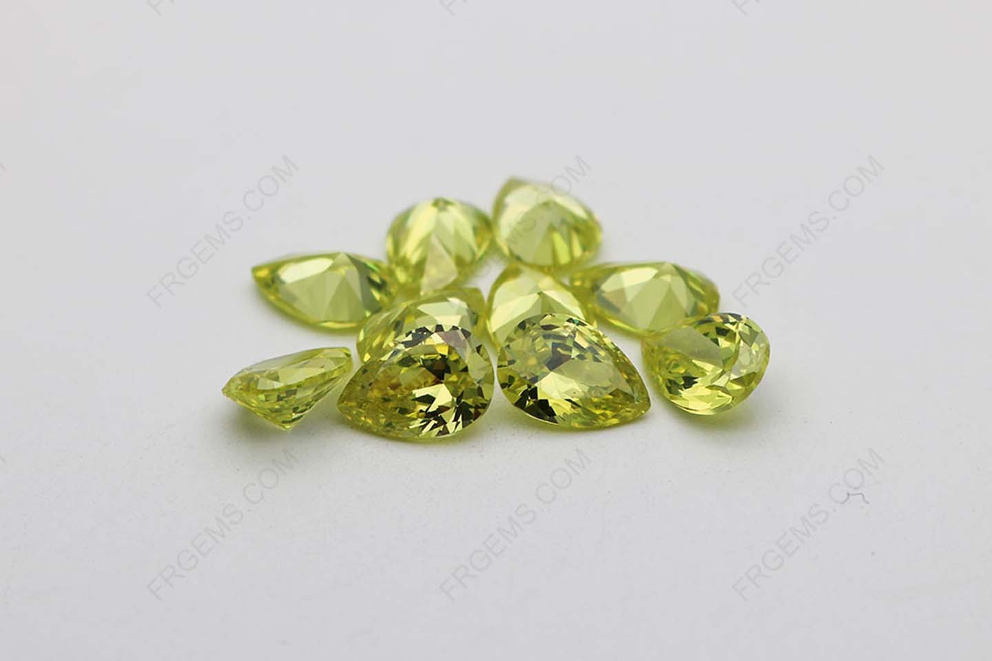 Cubic Zirconia Apple green Yellowish Pear Shape faceted cut 10x7mm stones CZ41 IMG_1800