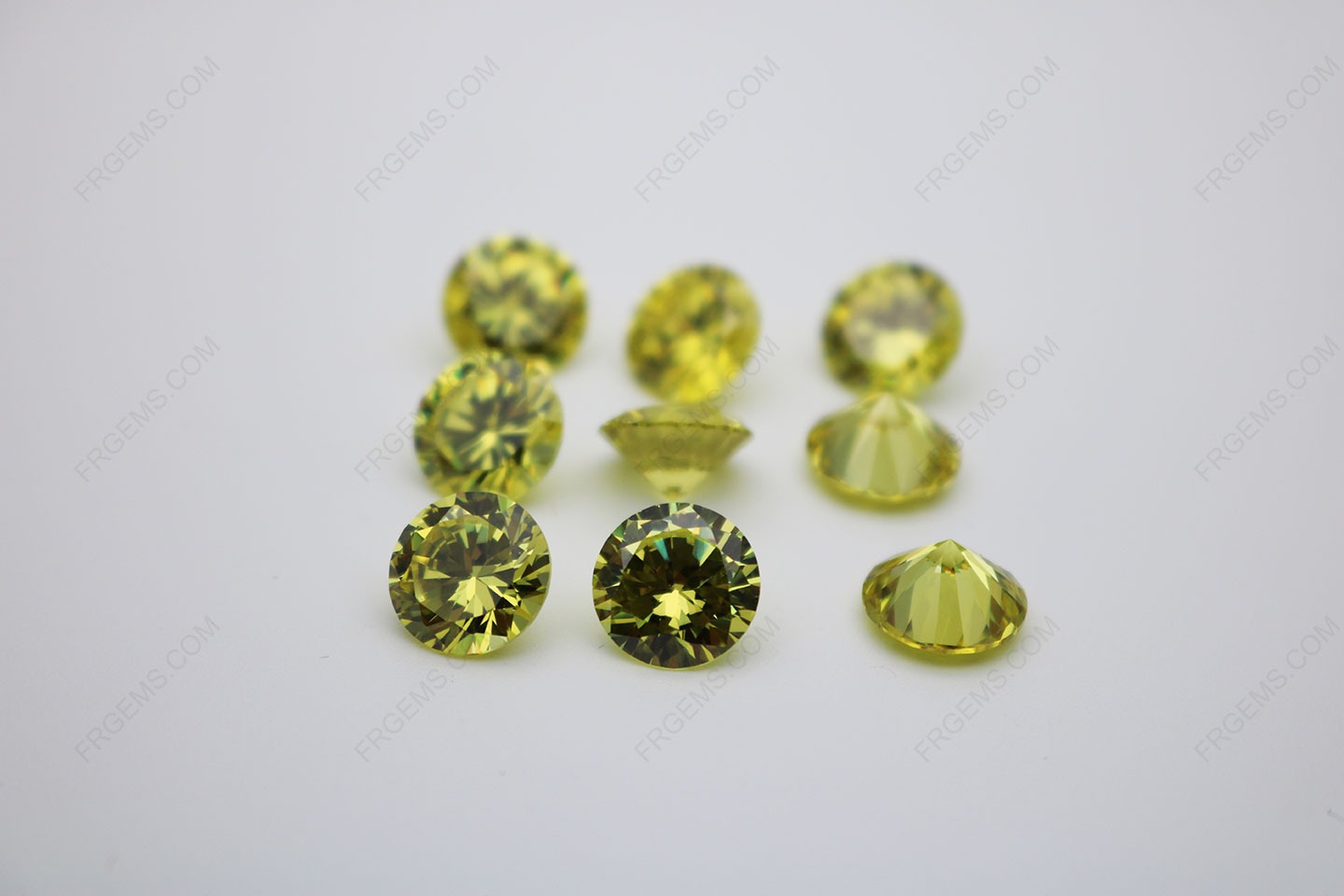 Cubic Zirconia Apple green Yellowish Round Diamond faceted cut 10mm stones CZ41 IMG_0219