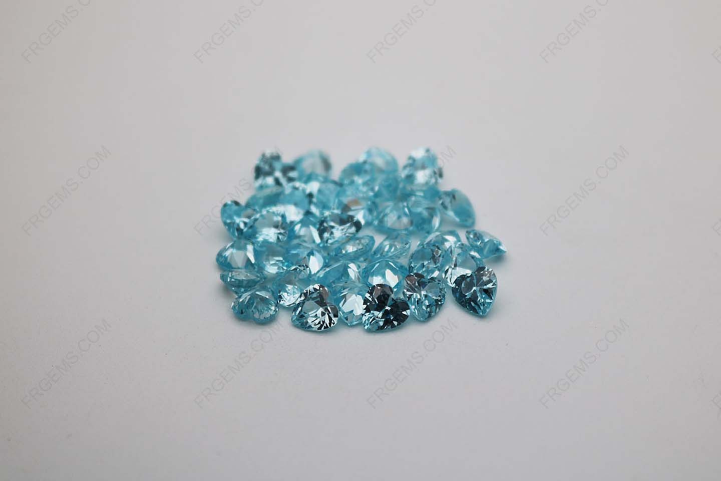 Cubic Zirconia Aquamarine Heart Shape faceted cut 7x7mm stones CZ38 IMG_1216