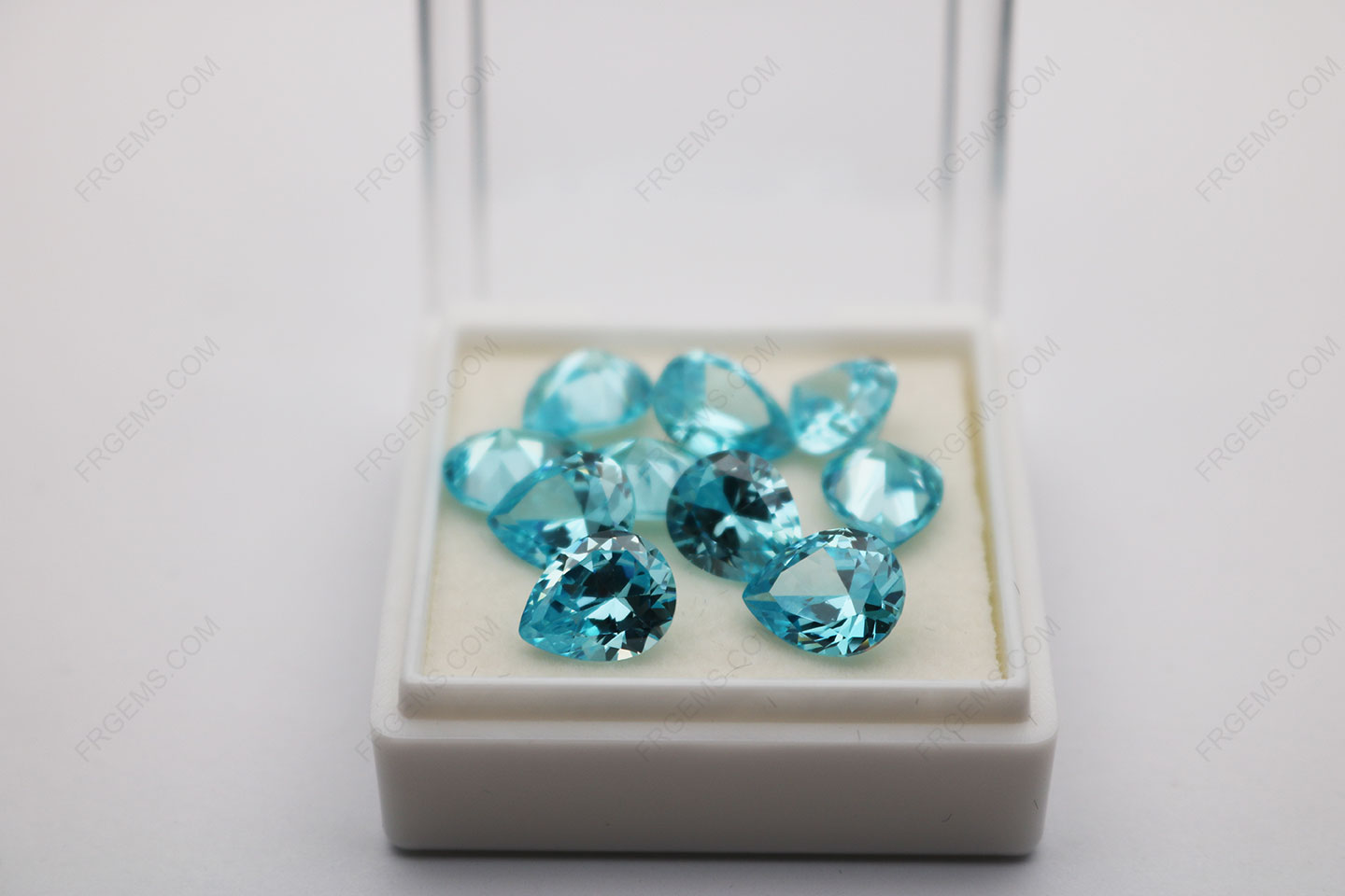 Cubic Zirconia Aquamarine Pear Shape faceted cut 10x8mm stones CZ38 IMG_2931