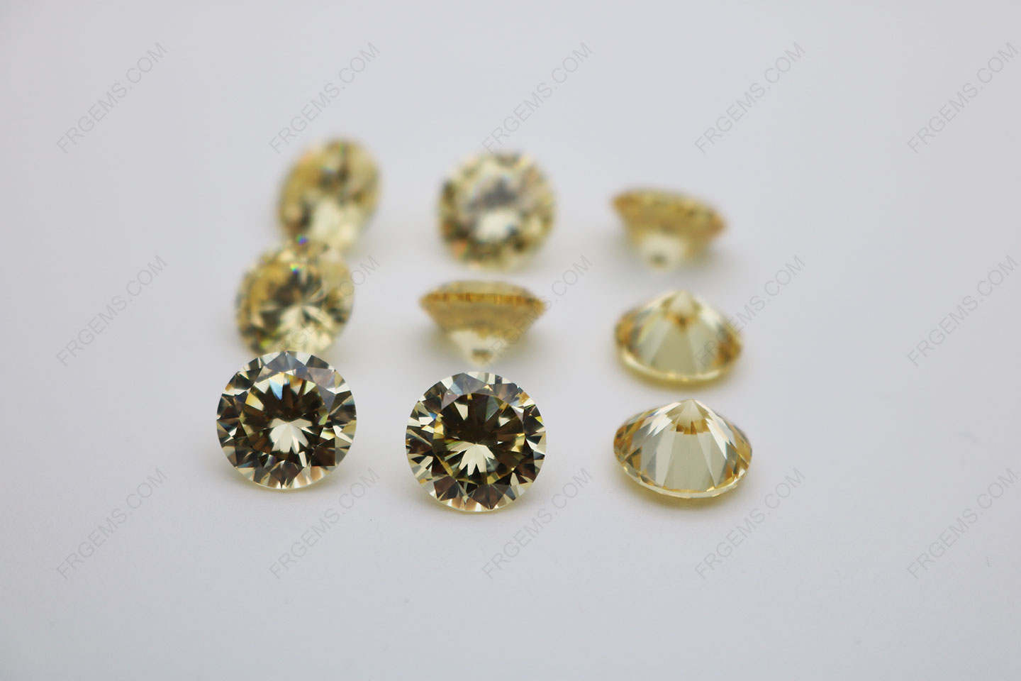 Cubic Zirconia Canary Yellow Round Diamond faceted Cut 10mm stones CZ06 IMG_0239