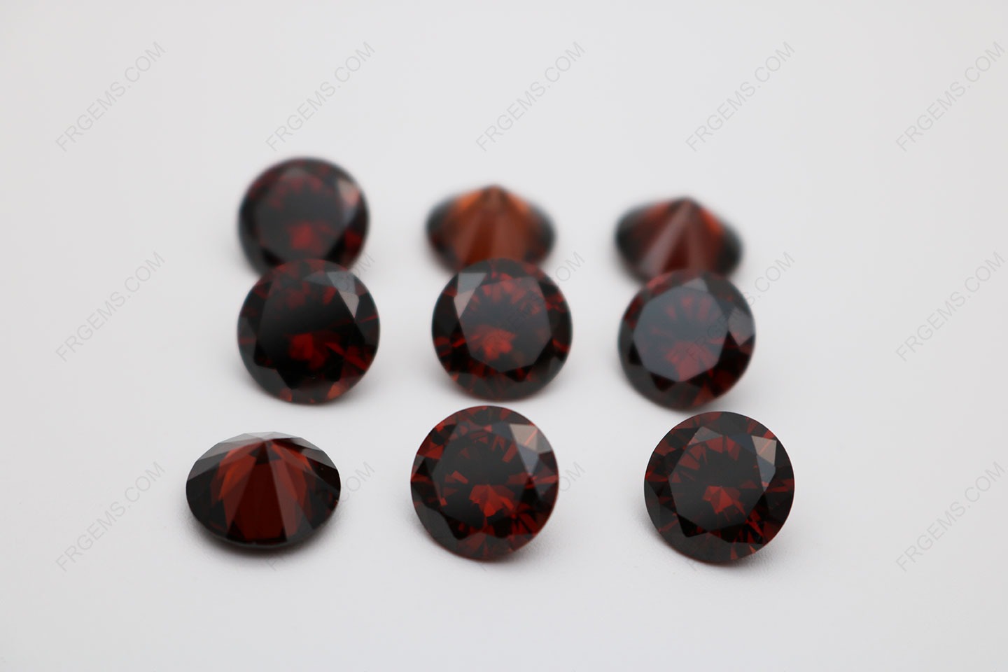 Cubic Zirconia Garnet Red Dark Shade Round Diamond faceted Cut 10mm stones CZ23 IMG_0224
