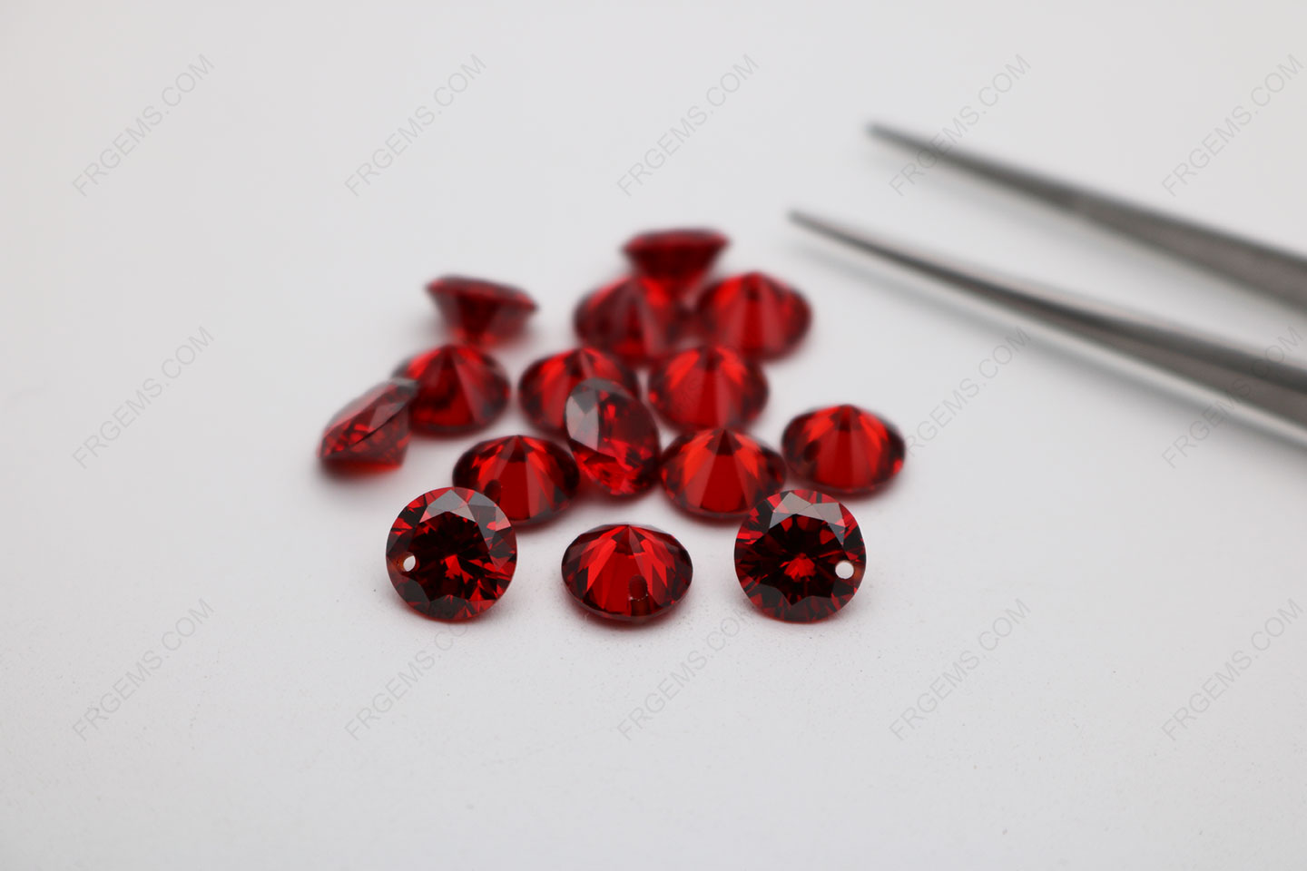 Cubic Zirconia Garnet Red Round Faceted Cut with drilled hole 8mm stones CZ22 IMG_1345
