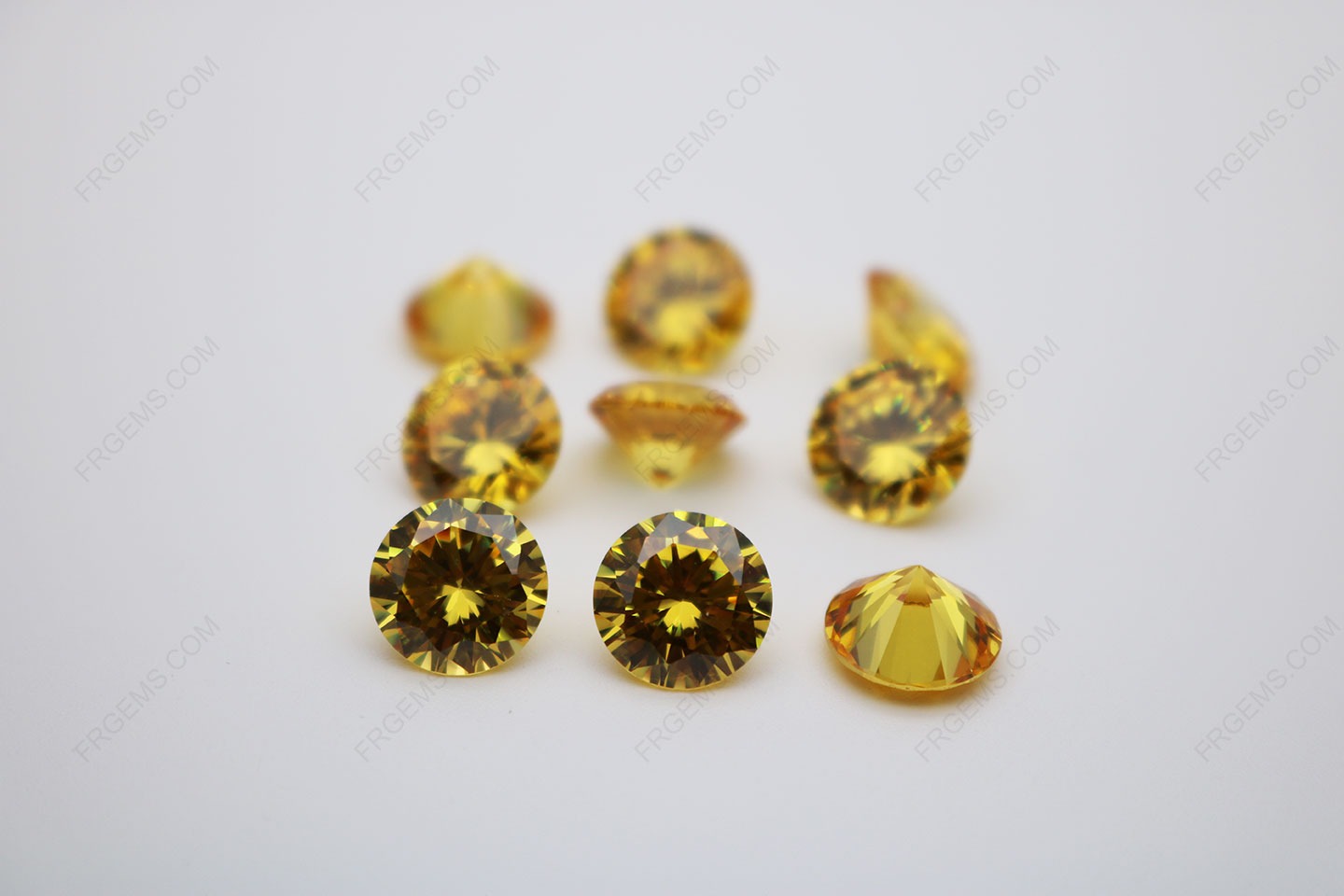 Cubic Zirconia Golden Yellow Round Shape faceted diamond Cut 10mm stones CZ05 IMG_0230