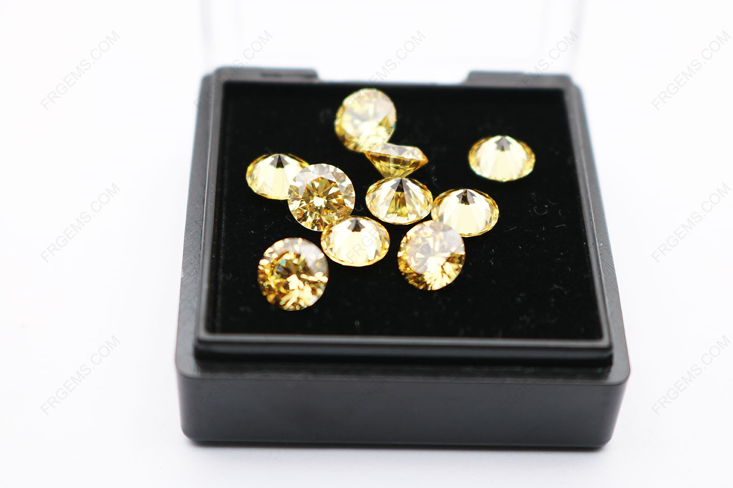 Cubic Zirconia  5A best quality Golden Yellow Round Shape faceted diamond Cut 6.50mm stones CZ05 IMG_3472