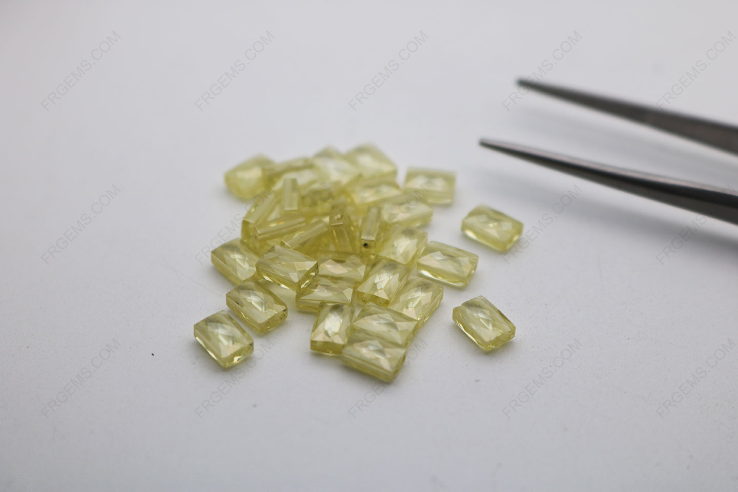 Cubic Zirconia Olive Yellow Rectangle double checkerboard Cut 9x6mm stones CZ25 IMG_2778