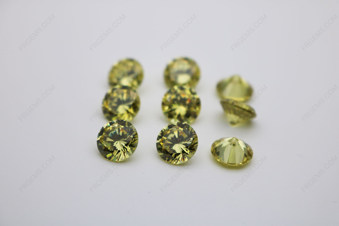 Cubic Zirconia Olive Yellow Round Shape Diamond faceted Cut 10mm stones CZ25 IMG_0240