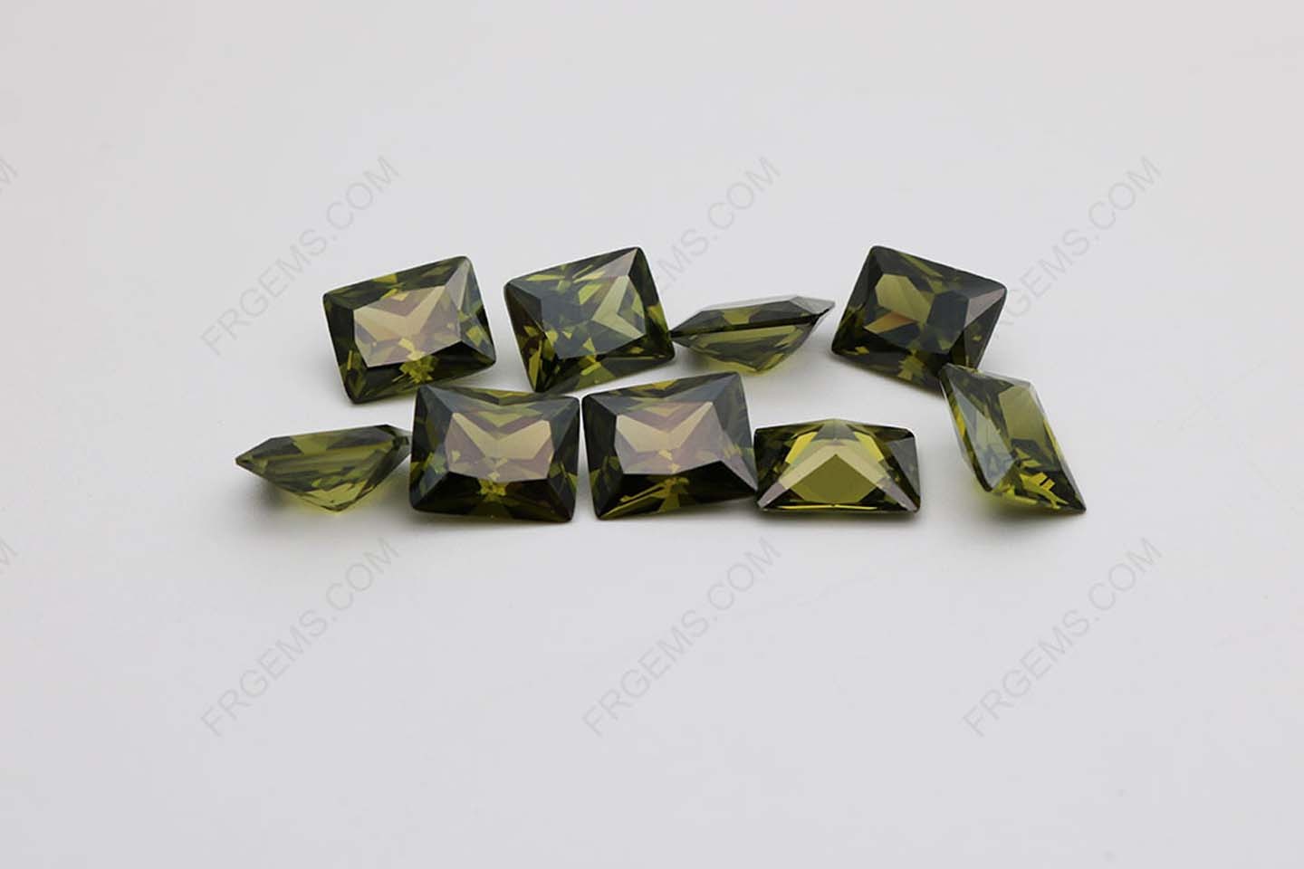 Cubic Zirconia Peridot Rectangle Shape Princess cut 10x8mm stones CZ27 IMG_0964