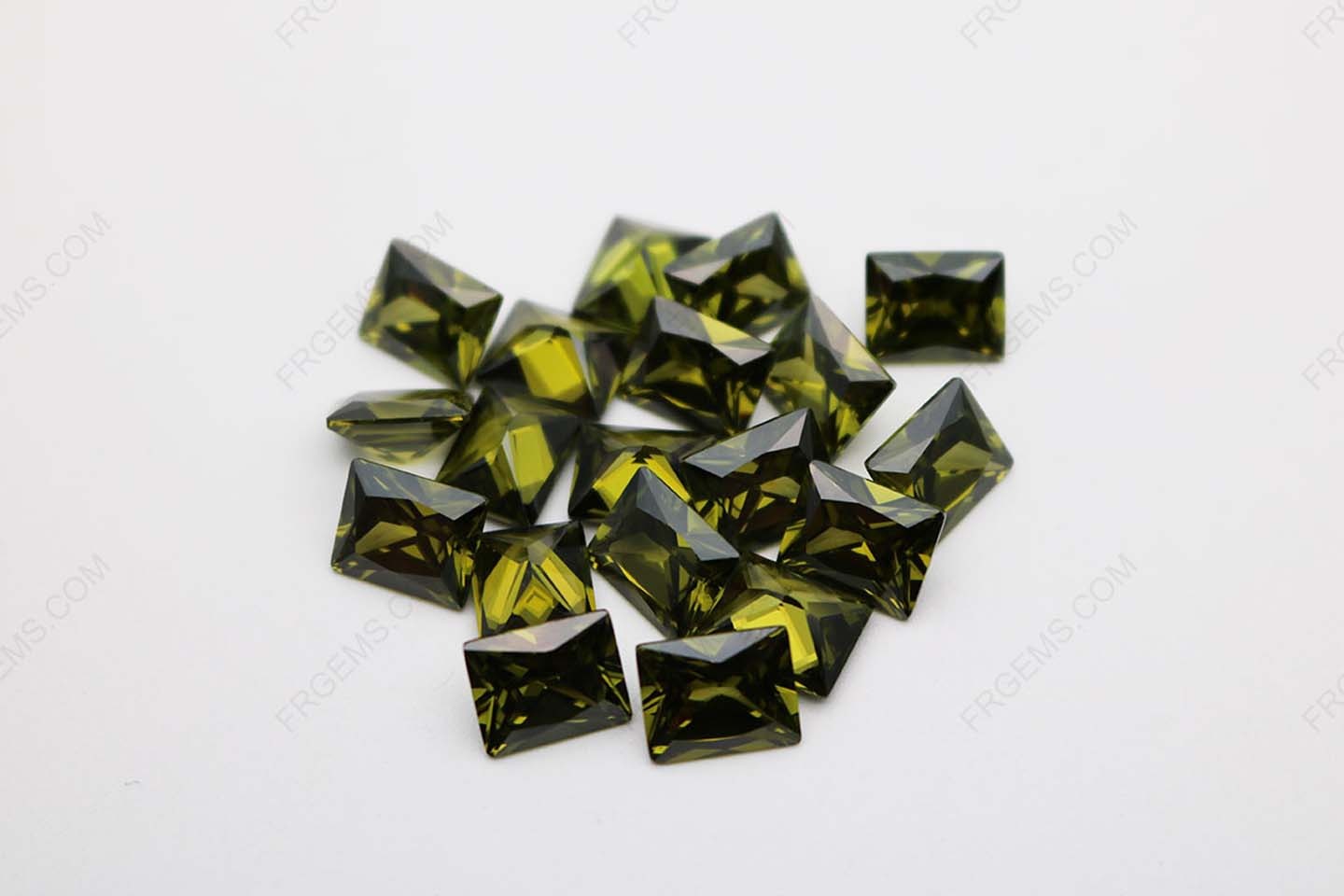 Cubic Zirconia Peridot Rectangle Shape Princess cut 10x8mm stones CZ27 IMG_0964