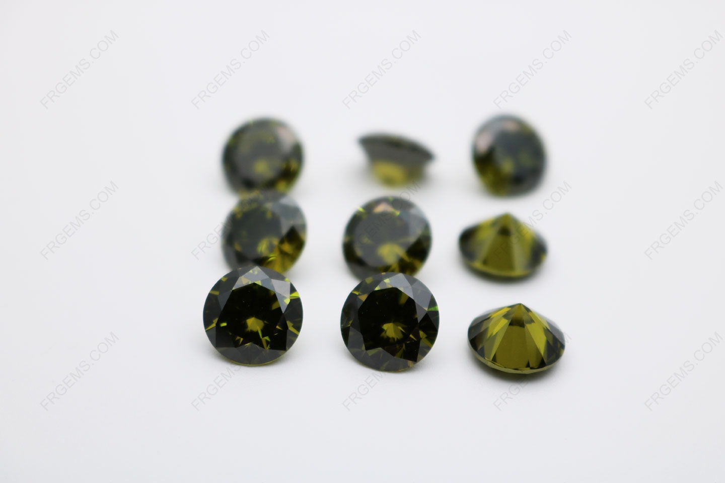 Cubic Zirconia Peridot Round Shape faceted diamond cut 10mm stones CZ27 IMG_0228