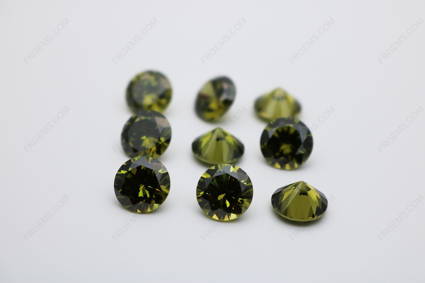 Cubic Zirconia Peridot Round Shape faceted diamond cut 10mm stones CZ27 IMG_0228