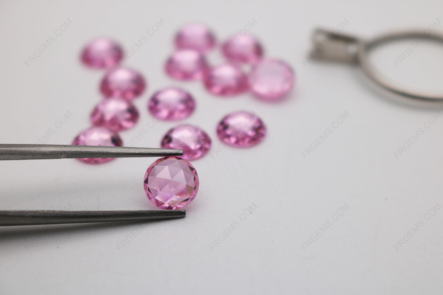 Cubic Zirconia Pink Round Shape Rose Cut Flat Bottom 8mm stones China Suppliers CZ03 IMG_2066