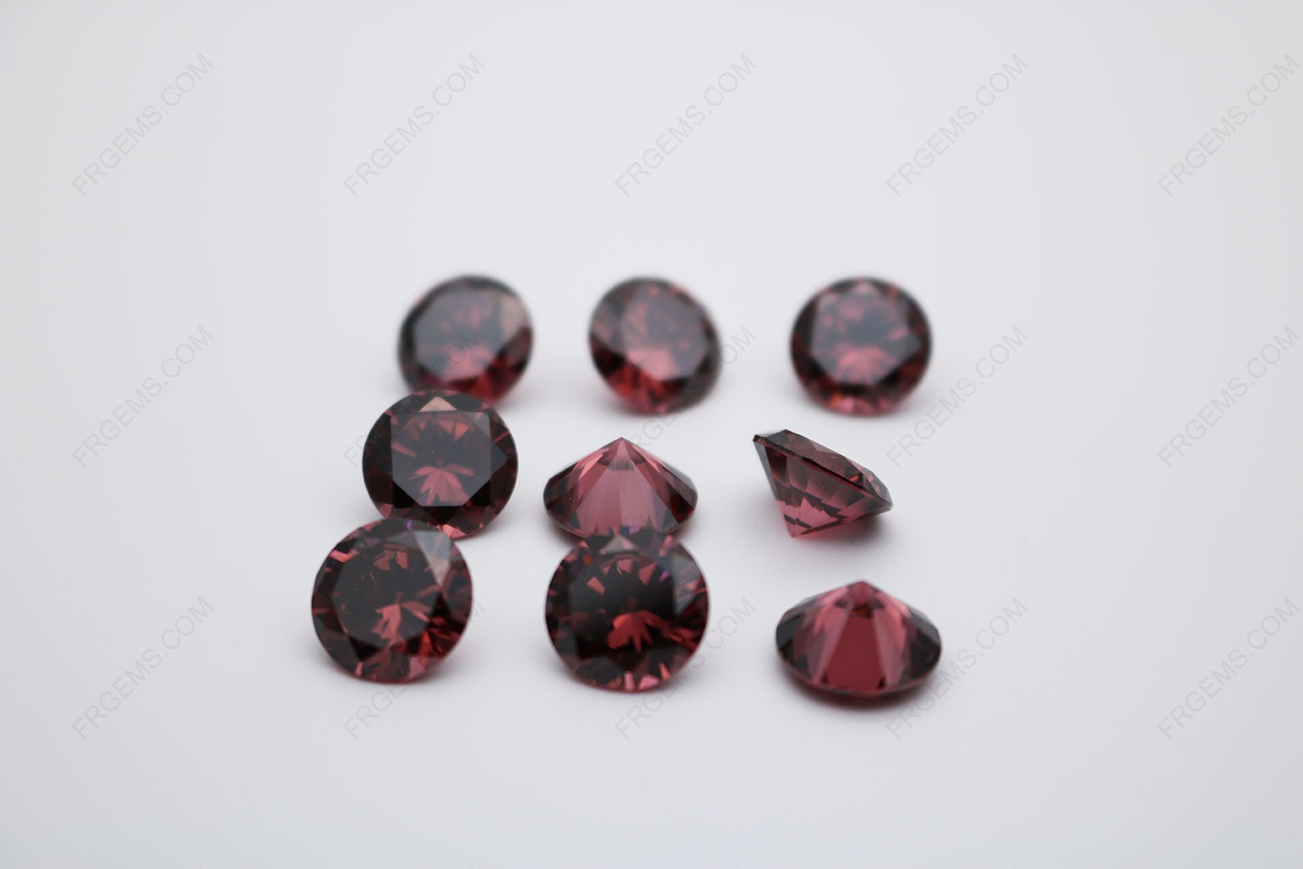 Cubic Zirconia Rhodolite Round Shape Diamond Faceted Cut 10mm stones CZ30 IMG_0203