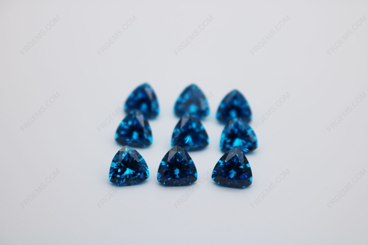 Cubic Zirconia Swiss Blue Trillion Shape Faceted Cut 9x9mm stones CZ40 IMG_0583