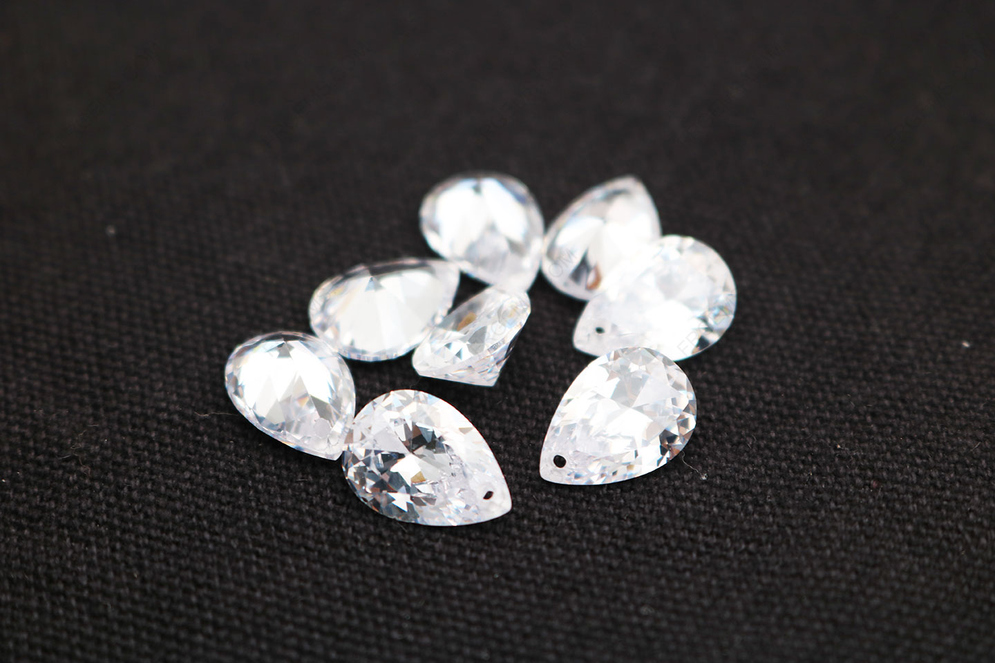 Cubic Zirconia White Color Pear Shape Faceted diamond Cut drilled holes 10x7mm stones CZ01 IMG_0995