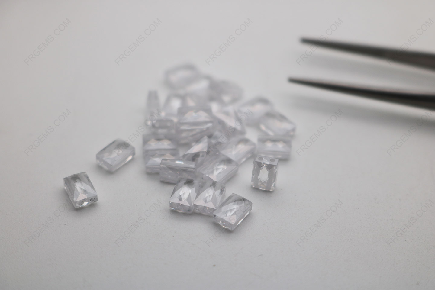 Cubic Zirconia White Color Rectangle Shape double checkerboard Cut Drilled hole 9x6mm stones CZ01 IMG_2775