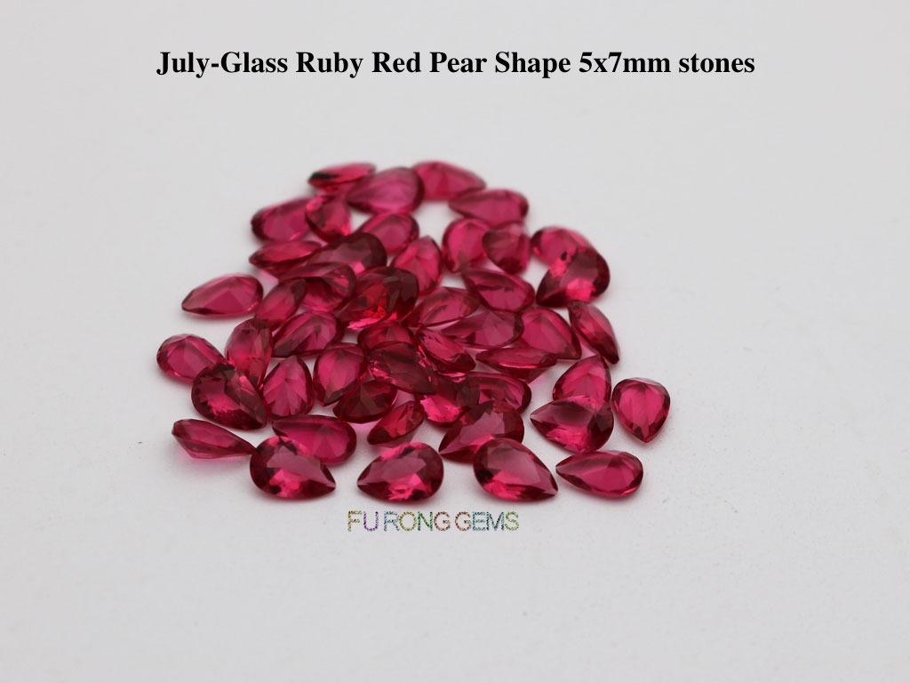 Glass-ruby-Red-pear-7x5mm-stones-supplier