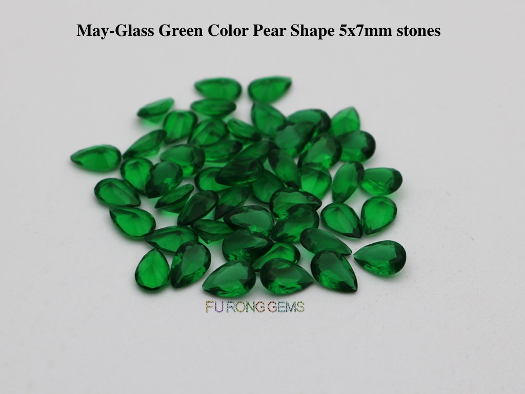 Glass-green-Color-pear-7x5mm-stones