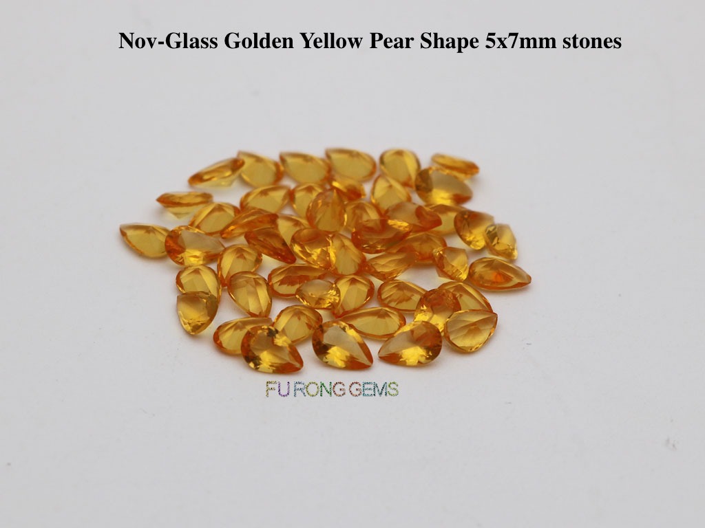 Glass-golden-yellow-pear-Shape-7x5mm-stones