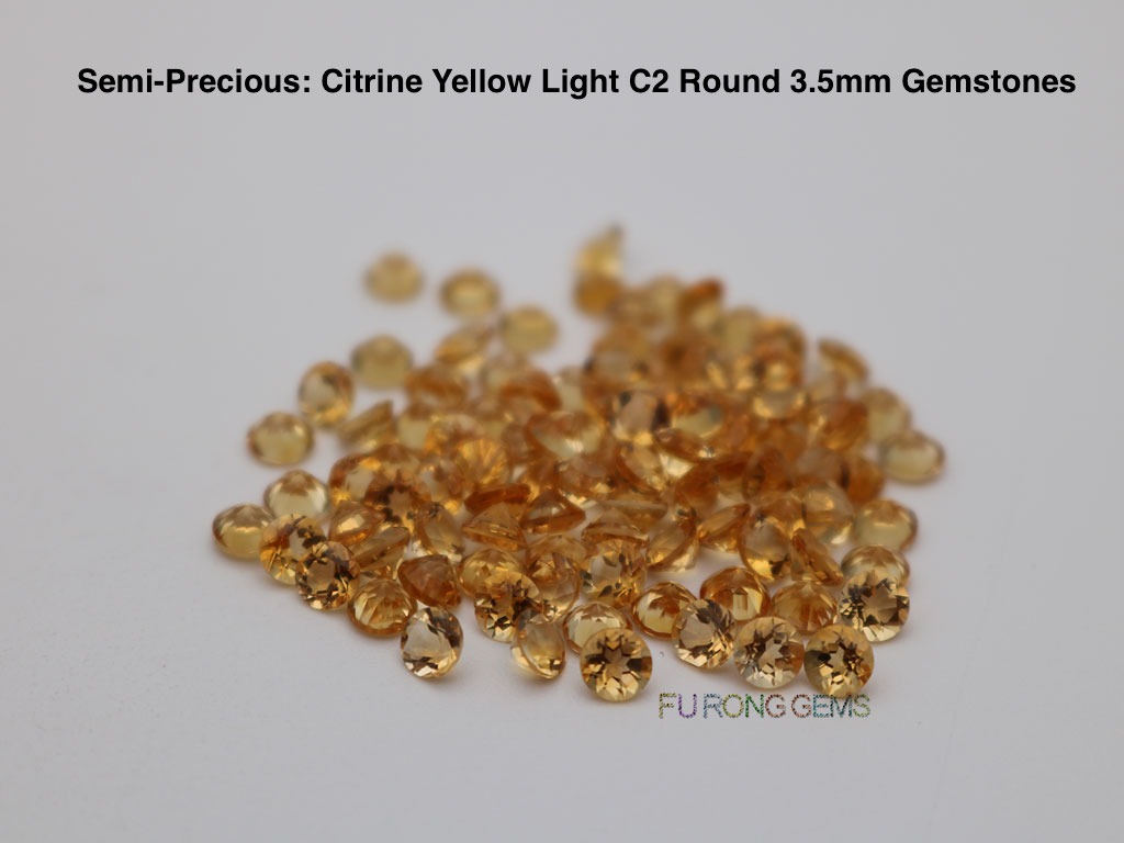 Semi-precious-Natural-Citrine-Yellow-quartz-Light-C2-Round-3.5mm-Gemstones-Supplier